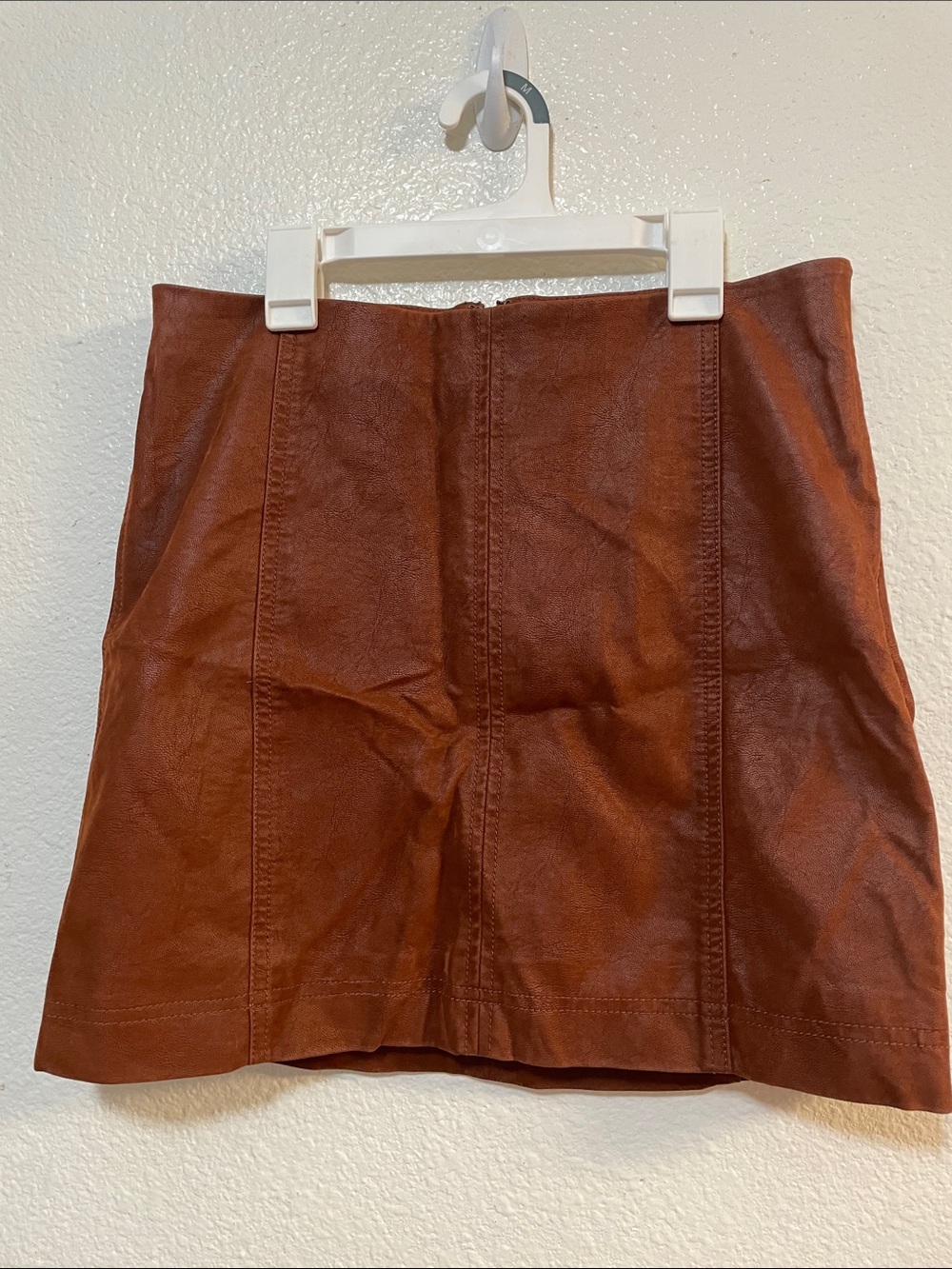 Free People Rust Brown Faux Leather Mini Skirt